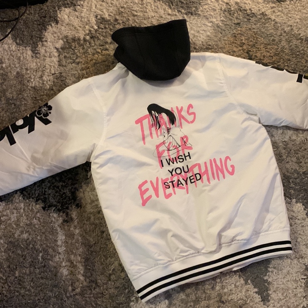Valeza Anime White Bomber Jacket Varsity Manga Street Urban Waifu